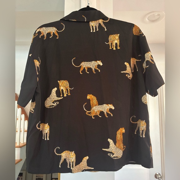 Never Worn - Black Button Down Shirt with Leopards - Picture 3 of 4